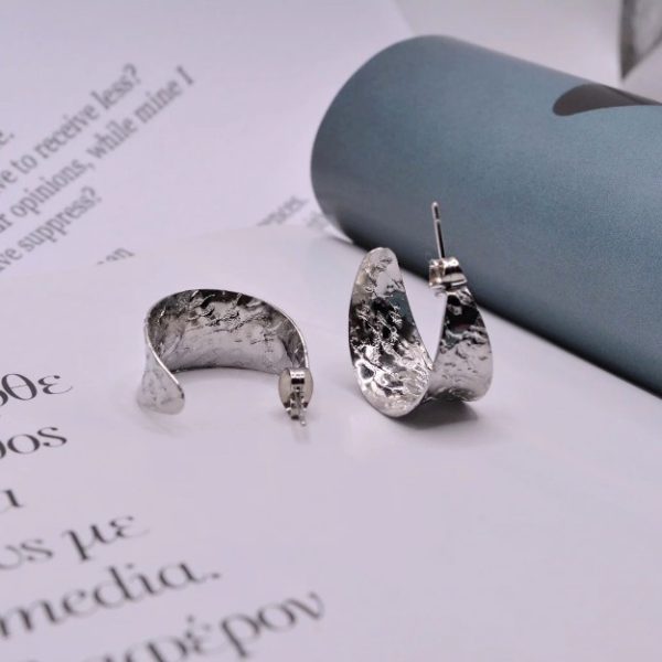 Σκουλαρίκια από Ανοξείδωτο ατσάλι κρίκοι Σαγρέ Estelle silver-mk-jewels