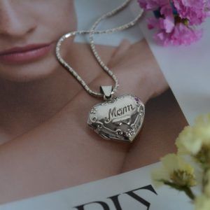 Silver heart necklace 925 Mom- mk-jewels