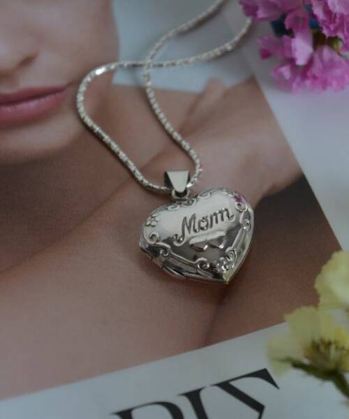 Ανοιγόμενο κολιέ καρδιά από Ασήμι 925 Mom- mk-jewels