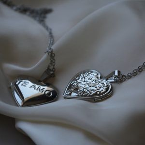 Ανοιγόμενο κολιέ καρδιά από Ανοξείδωτο ατσάλι Te amo silver-mk-jewels