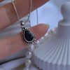 Necklace made of Silver 935 with semi-precious stone Black Onyx. Selene Black Onyx-mk-jewels