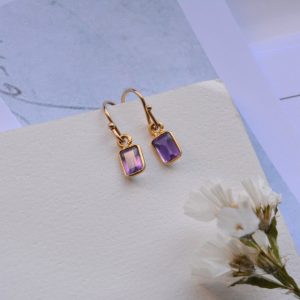 Gold plated earrings made of Silver 925 with semi-precious stone Amethyst Chloe Amethyst-mk-jewels