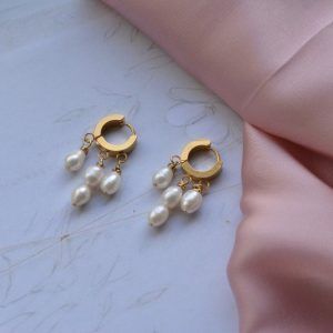  Stainless Steel Earrings with Pearls Penelope-mk-jewels