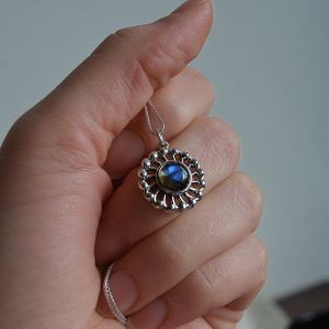 Sterling silver necklace with semi-precious stone Labradorite Aelia Labradorite-mk-jewels