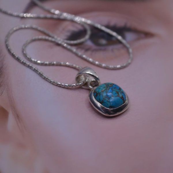 Thelma Turquoise - Κολιέ από Ασημί 925 με ημιπολύτιμη πέτρα Χάλκινο Τυρκουάζ. mk jewels Ασημένια κοσμήματα