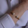 Steel bracelet with pearls-Athena Gold-mk-jewels