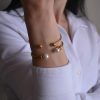 Steel bracelet with pearls-Athena Gold-mk-jewels