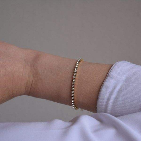 Stainless Steel Bracelet Riviera with white zirconia-Chiara Gold-mk-jewels