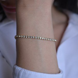 Stainless Steel Bracelet Riviera with white zirconia-Chiara Gold-mk-jewels