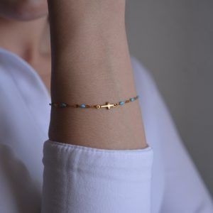 Stainless steel and enamel bracelet light blue-Andrea Blue-mk-jewels