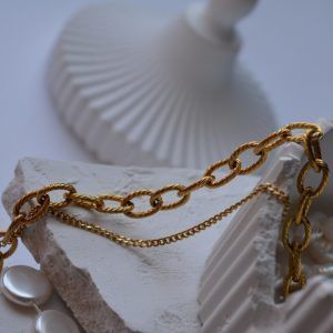 Stainless steel bracelet with double chain. Justine mk-jewels