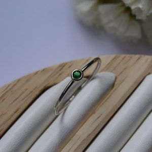 Rhodium plated silver ring 925 with zircon. milene green-mk-jewels