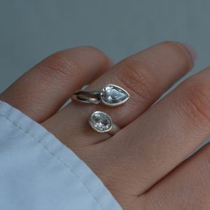 Ring of Silver 925 with Zircon Brigitte White mk-jewels