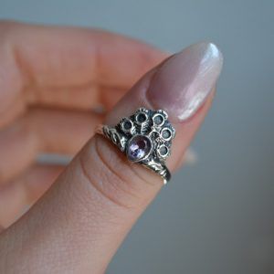 Δαχτυλίδι από Ασήμι 925 με Ημιπολύτιμη πέτρα Αμέθυστο. Pignon Amethyst mk-jewels