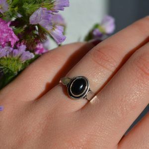 Ring of Silver 925 with semi-precious stone Black Onyx Tresorine Black Onyx mk-jewels