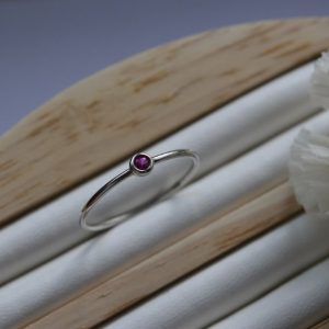 Rhodium plated silver ring 925 with zircon. Milene Magenta mk-jewels