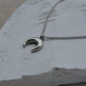 Stainless Steel Necklace Moon-Lune Silver-mk-jewels