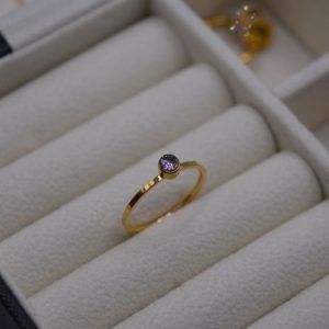 Stainless Steel Single Ring with rhinestones Corinne Purple mk jewels