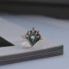 Silver 925 Ring Crown with Tear Semi-Precious Aquamarine Galadriel Aquamarine mk-jewels