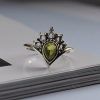 Silver Ring 925 Crown with Tear Semi-Precious Peridot Galadriel Peridot mk-jewels