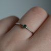 Rhodium plated silver ring 925 with zircon Milene green mk-jewels