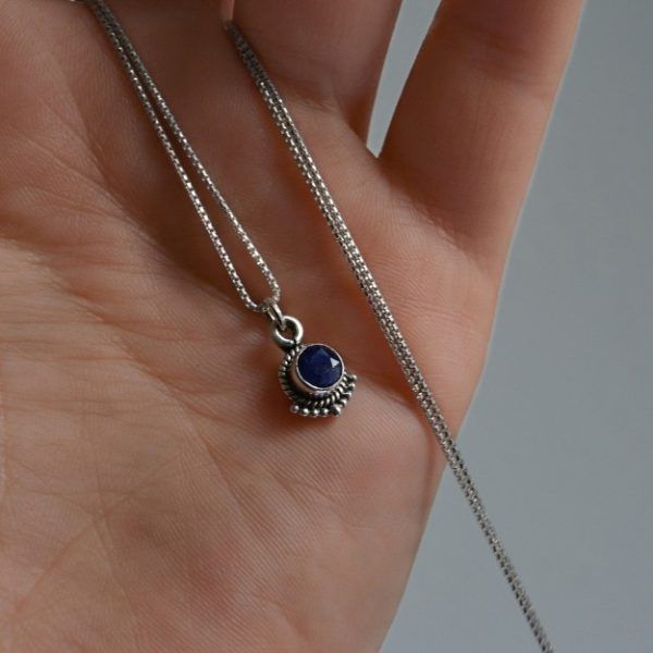 Sterling silver necklace with semi-precious stone Lily Sapphire mk-jewels