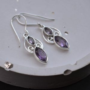 Sterling silver 925 hook earrings with semi-precious stones Amethyst Amethyst Arwen Amethyst mk-jewels