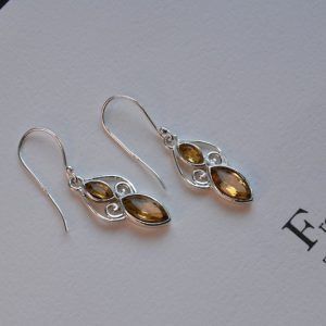 Silver 925 hook earrings with claw semi-precious stones Citrine Arwen Citrine mk-jewels