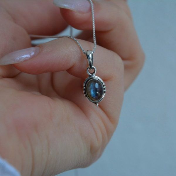 Κολιέ από Ασήμι 925 με ημιπολύτιμη πέτρα Λαμπραδορίτη-Electra labradorite-mk-jewels