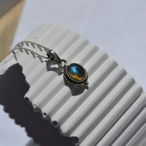 Sterling silver necklace with semi-precious stone Labradorite-Electra labradorite-mk-jewels