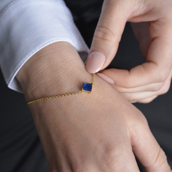 Βραχιόλι από ανοξείδωτο ατσάλι με μπλε ζιργκόν- Tina bracelet blue-mk-jewels