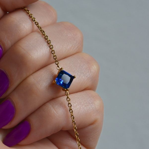 Βραχιόλι από ανοξείδωτο ατσάλι με μπλε ζιργκόν- Tina bracelet blue-mk-jewels
