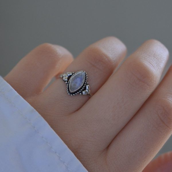 Ring of Silver 925 with semi-precious stone Moonstone-Rebecca Moonstone-mk-jewels