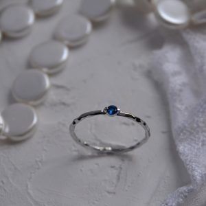 Rhodium plated silver ring 925 with blue zirconia-Natalie Blue-mk-jewels