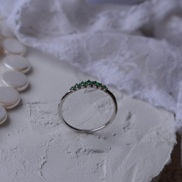 Δαχτυλίδι από Επιροδιωμένο Ασήμι 925 με πράσινα Ζιρκόν-Henrietta Green-mk-jewels