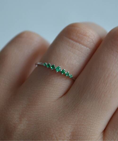 Δαχτυλίδι από Επιροδιωμένο Ασήμι 925 με πράσινα Ζιρκόν-Henrietta Green-mk-jewels