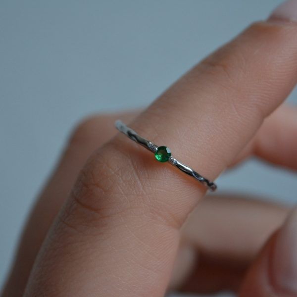 Δαχτυλίδι από Επιροδιωμένο Ασήμι 925 με πράσινο Ζιρκόν-Natalie Green-mk-jewels