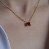Stainless steel necklace with red cubic zirconia-Tina Necklace red-mk-jewels