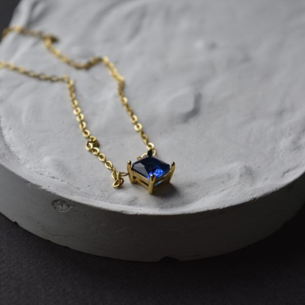 Κολιέ από ανοξείδωτο ατσάλι με μπλε ζιργκόν-Tina Necklace blue-mk-jewels