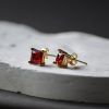 Σκουλαρίκια από ανοξείδωτο ατσάλι και κόκκινα ζιργκόν-Tina earrings red-mk-jewels