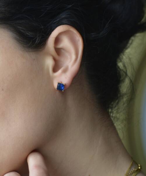 Σκουλαρίκια από ανοξείδωτο ατσάλι και μπλέ ζιργκόν-Tina earrings blue-mk-jewels