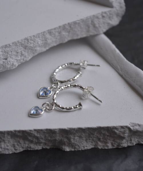Σκουλαρίκια από ασήμι 925 με κρεμαστά γαλάζια ζιργκόν-Amphitrite-mk-jewels