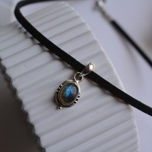 Choker with pendant made of Silver 925 and semi-precious stone Labradorite-Electra choker-mk-jewels