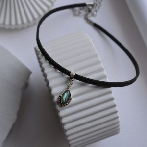 Choker with pendant made of Silver 925 and semi-precious stone Labradorite-Rene choker-mk-jewels