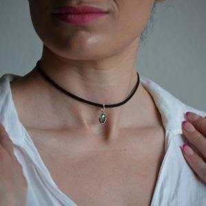 Choker with pendant made of Silver 925 and semi-precious stone Labradorite-Rene choker-mk-jewels