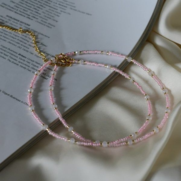 Αλυσίδα μέσης με χάντρες ροζ, γαλάζιες και χρυσές-Rosalia Belly Chain-mk-jewels