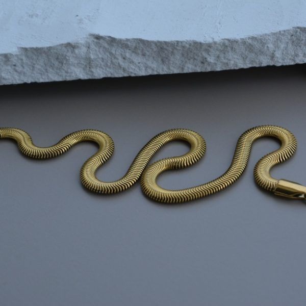 Βραχιόλι ποδιού από ανοξείδωτο ατσάλι snake χρυσό-Maya anklet gold-mk-jewels