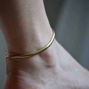 Βραχιόλι ποδιού από ανοξείδωτο ατσάλι snake χρυσό-Maya anklet gold-mk-jewels