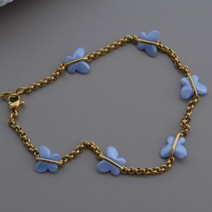 Stainless steel anklet with butterflies-Nabi anklet-mk-jewels