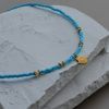 Necklace with blue beads and shell-Sunlit Shell-mk-jewels
